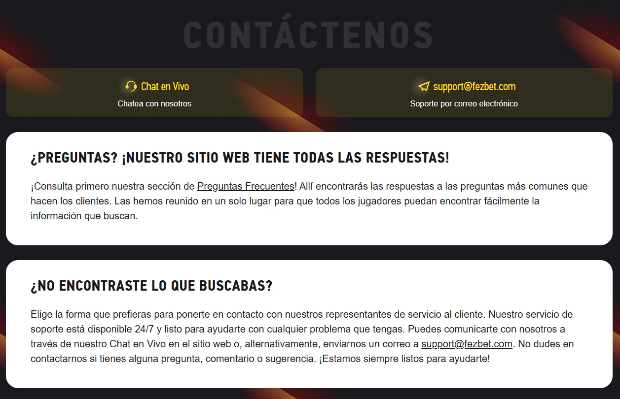 Fezbet Casino atención al cliente y soporte